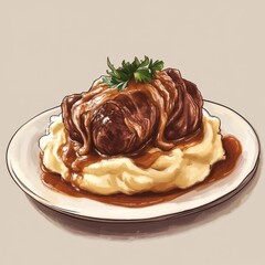 Wall Mural - Beer Pork Shank on a canap of mashed potatoes