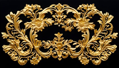 Wall Mural - elegant golden Victorian ornament against a striking black background