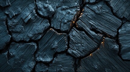 Canvas Print - Dark, cracked surface with glowing fissures.