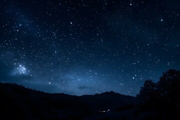 Wall Mural - A dark night sky with stars and the Milky Way galaxy in view. 