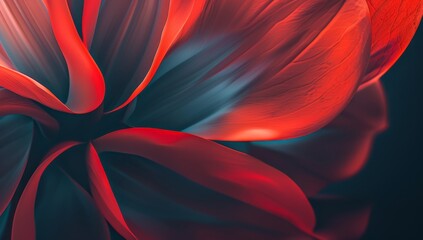 Abstract background. Windows wallpaper, red and blue gradient, forms of abstract shapes, forms in the shape of petals or flowers, Vibrant Digital Dahlia: An Artistic Floral