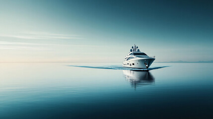 Wall Mural - luxury yacht cruising on calm ocean at sunset