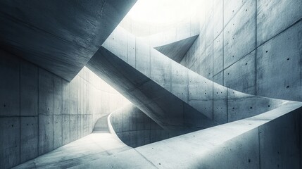 Aufkleber - Sunlight illuminating modern building concrete stairs structure