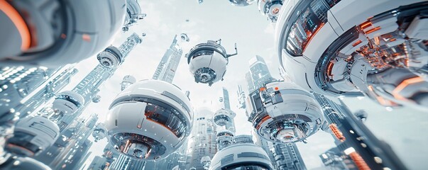 Poster - AI-controlled urban landscape, futuristic cityscape, innovative technology, digital society
