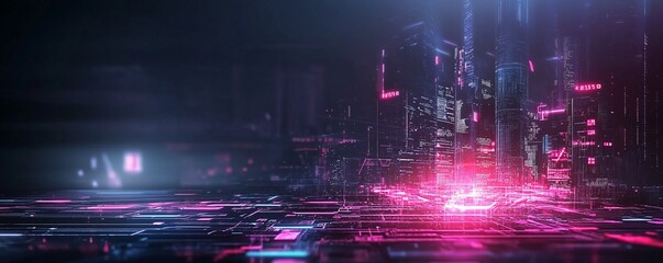 Poster - ai urban environment, digital networks, futuristic infrastructure, holographic technology