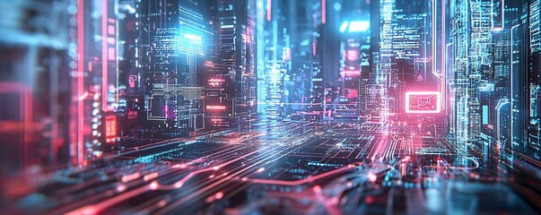 Poster - ai-driven cityscape, futuristic infrastructure, digital networks, innovative technology
