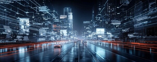 Leinwandbilder - ai metropolis, advanced urban design, digital networks, futuristic technology