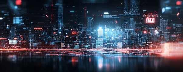 Leinwandbilder - ai-driven society, futuristic cityscape, digital integration, holographic interfaces