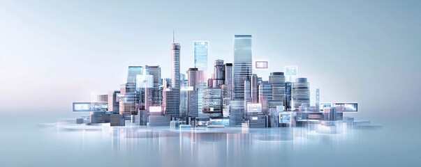 Poster - smart city, ai governance, digital infrastructure, futuristic urban design