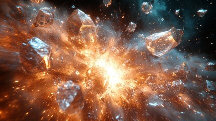 Wall Mural - Crystal Explosion with Fire and Smoke