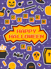 Poster - Halloween poster in trendy y2k style. Poster with inscription from keyboard buttons. Vector template of banner, post, cover