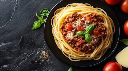 Wall Mural - spaghetti bolognese pieces of tomatoes