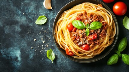 Wall Mural - spaghetti bolognese pieces of tomatoes