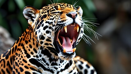 Wall Mural - Majestic Jaguar Yawning in All Its Splendor