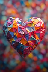 Wall Mural - Triangle Heart on Colorful Background