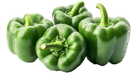 Healthy diet with fresh organic green pepper vegetables. Isolated on transparent background