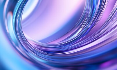 Wall Mural - Abstract background with blue and purple lines in the shape of circles, light blue background, glass effect, minimalist style. blurred focus on curves, light refraction effects, 