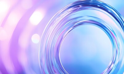 Wall Mural - Abstract background with blue and purple lines in the shape of circles, light blue background, glass effect, minimalist style. blurred focus on curves, light refraction effects, 