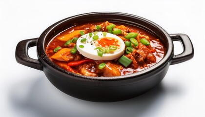 Korean Food, Gochujang Jjigae on white background isolated.