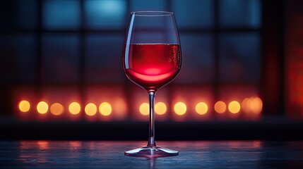 Wine glass with red wine, minimalist dark background