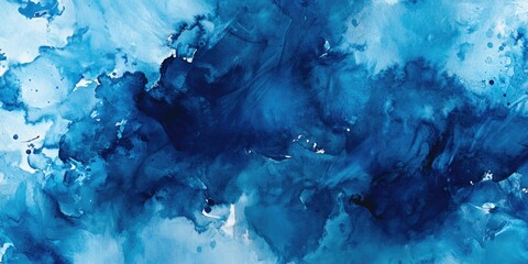 Poster - Blue Water Painting Close Up