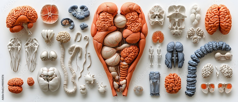 Realistic 3D illustration of human anatomy, showing organs and body ...