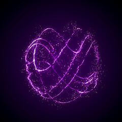 Poster - Sphere of particles in cyberspace. Impulse dynamic flow of global energy energy. Futuristic technology style. 3D rendering.