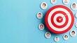 © Apaporn - A creative concept of a bullseye surrounded by customer avatars, highlighting the focus on reaching the right audience in marketing campaigns