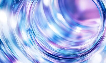 Wall Mural - 3D Rendering. Blue and purple Abstract glass shape with colorful refraction effect, background with curved lines, a light blue and sky-blue gradient, illustration wallpaper, Transparency, 