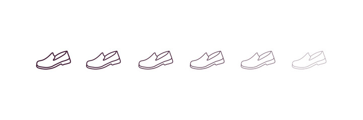 men shoe outline icon. Linear vector from fashion concept. 6 different line style men shoe icon included thin, light, regular, medium, bold, black