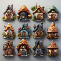 Playful 3D Stylized Illustration of Cute and Colorful Houses