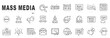 © tutti_frutti - Set of mass media related line icons. News,  press, live news, tv etc. Editable stroke