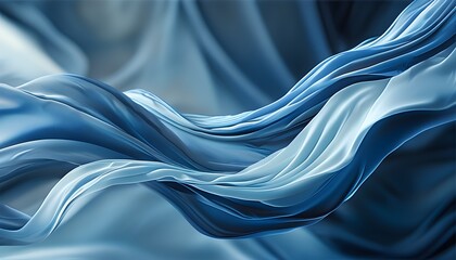 Canvas Print - Ethereal waves of blue fabric flowing gracefully, creating a mesmerizing abstract art background for inspired design and creativity