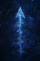 Wall Mural - an arrow icon made of shimmering stardust, arching across a dark night sky, symbolizing cosmic guida