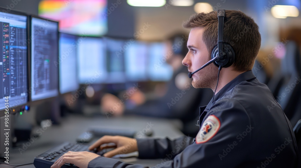Inside a 911 dispatch center, with operators using advanced technology ...