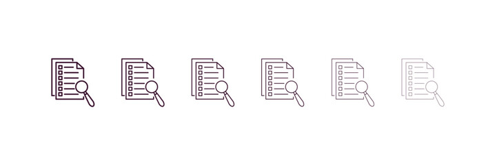 Poster - evaluation outline icon. Linear vector from ai and tech concept. 6 different line style evaluation icon included thin, light, regular, medium, bold, black