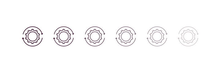 Poster - processing outline icon. Linear vector from ai and tech concept. 6 different line style processing icon included thin, light, regular, medium, bold, black