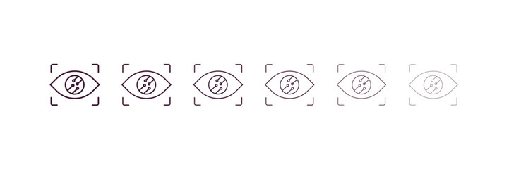 Poster - smart lens outline icon. Linear vector from ai and tech concept. 6 different line style smart lens icon included thin, light, regular, medium, bold, black