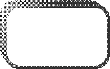Poster - Pixel pattern frame. Bitmap rectangle window. Dotted dither graphic element. Noisy arcade game gradient arc. Geometric halftone abstract border.