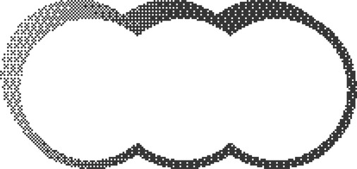 Poster - Pixel pattern frame. Bitmap window. Dotted dither graphic element. Noisy arcade game gradient arc. Geometric halftone abstract border.