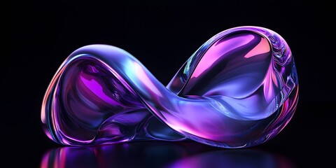 Poster - abstract minimalist shapes on a black background, with a purple and blue gradient lighting effect. a