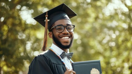 Successful student holding a diploma with pride, reflecting a winning attitude and achievement in a celebratory graduation setting