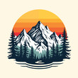 © dzaky_fa - Vector illustration mountain landscape with pine trees and sun