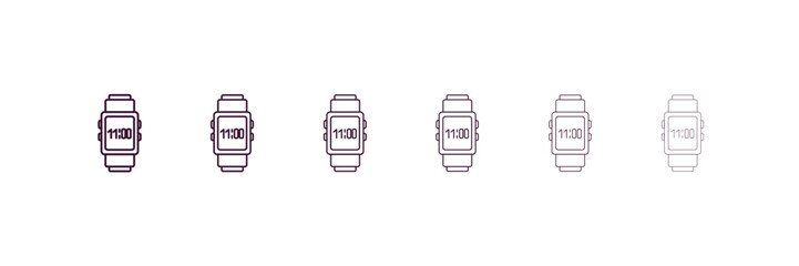Poster - sport watch outline icon. Linear vector from gym concept. 6 different line style sport watch icon included thin, light, regular, medium, bold, black