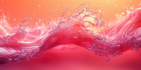 Sticker - Vibrant splash of water with pink hues and dynamic motion.