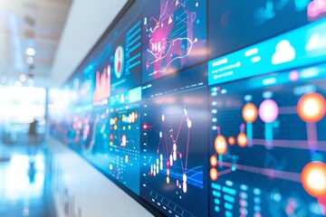 Leinwandbilder - Digital dashboard displaying multiple data visualizations and analytics, representing modern business technology and advanced data management for effective decision-making.