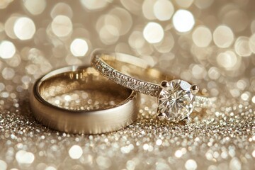 A pair of wedding rings on an elegant background