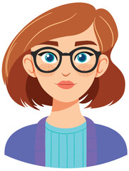 Sticker - Young Woman with Glasses Avatar