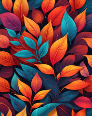 Canvas Print - Vibrant leaves with gradient of red to orange hues