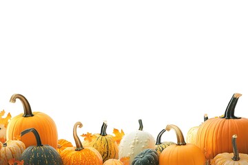 Wall Mural - Halloween background with pumpkins and leaves